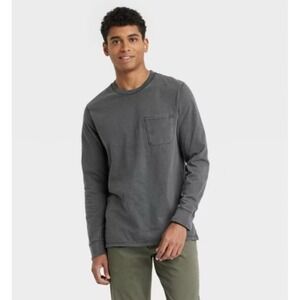 Men's Long Sleeve Pocket T-Shirt - Goodfellow & Co™ Large Hematite